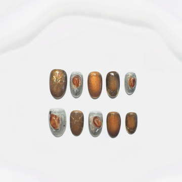 Amber Golden Charm Nail Art